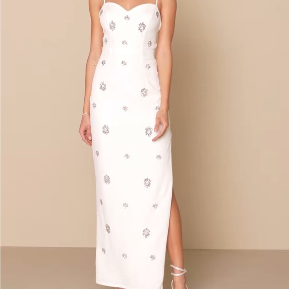 Lulus Dresses & Skirts - Embellished White Maxi/Midi Dress
